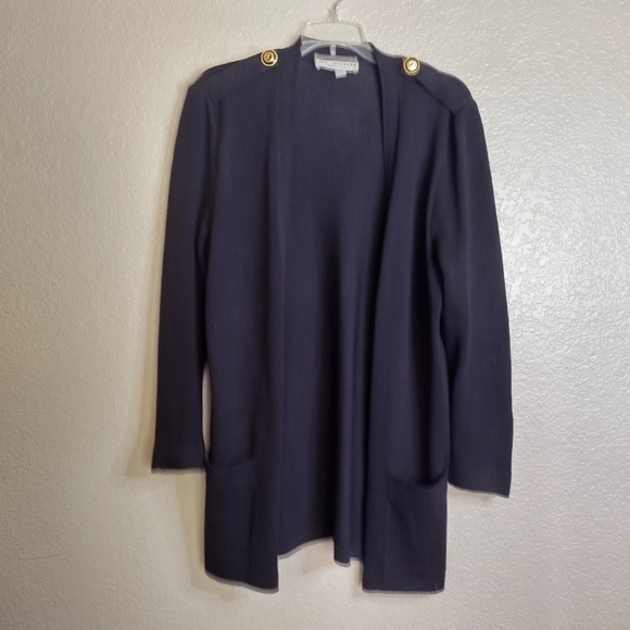 St. John separates Santana knit open black cardigan gold buttons sz S - Picture 2 of 8